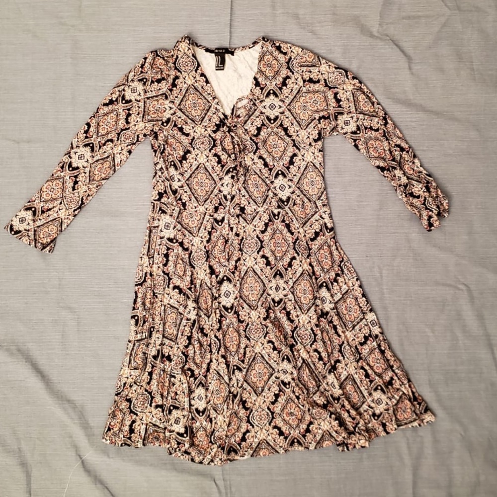 Multicolored Bohemian Pattern 3/4 Sleeve Dress